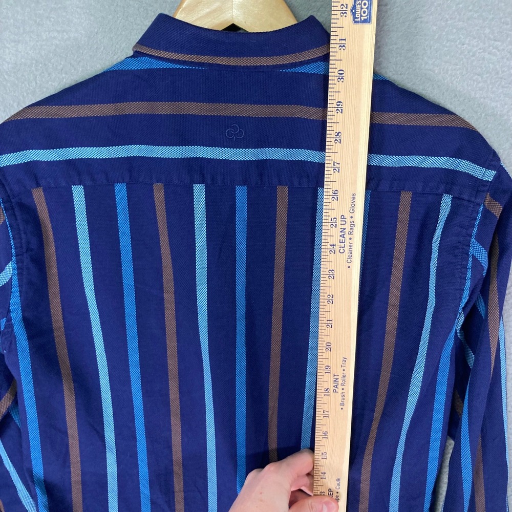 PRISTINO Mens Regular Fit Long Sleeve Button Down Shirt Size‎ L Blue Stripe - Picture 5 of 11